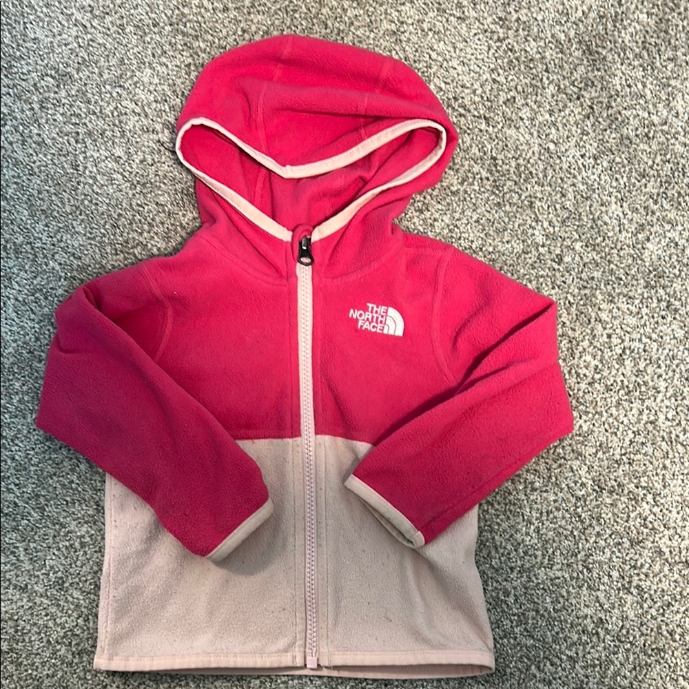 The North Face Pink and Cream Zip-Up Sweatshirt
